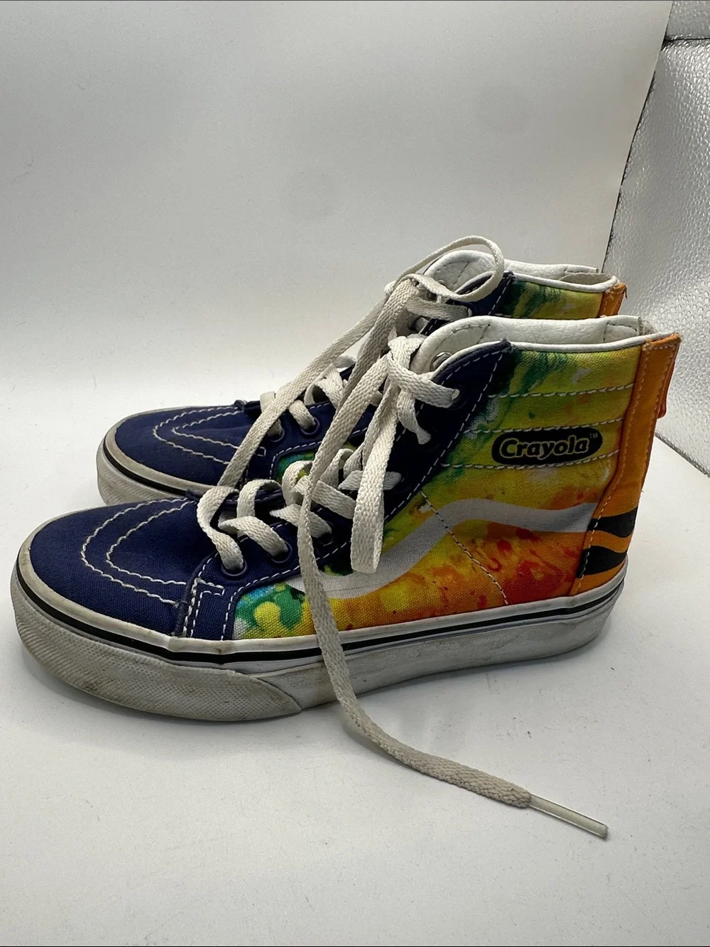 Vans Crayola Multicolor Tie-Dye High-Top Sneakers with Navy Accents kids size 13